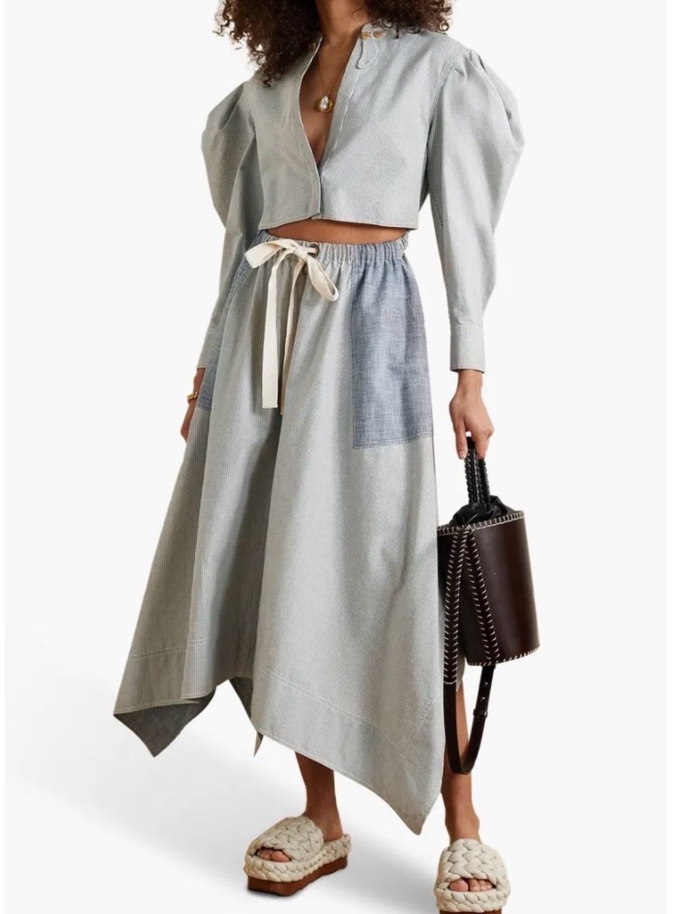 Ulla Johnson Leighton Asymmetric Cutout Striped Maxi Dress